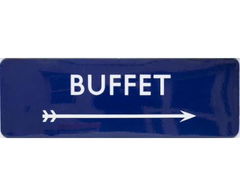 BR(E) FF enamel station sign BUFFET with right facing arrow. In excellent condition measures 36in x 12in. A rare sign.