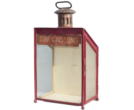 LMS wall mounted platform lamp with original paper lamp name STAR CROSSING. The lamp case is embossed LMS. Star Crossing was 