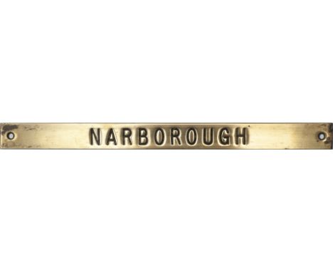 Great Eastern Railway brass signal box shelf plate NARBOROUGH from the former line between King's Lynn and Dereham which clos