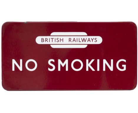 BR(M) FF enamel station sign NO SMOKING with British Railways totem at the top. In excellent condition with one small edge ch