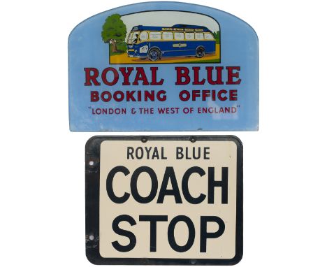 Bus motoring advertising glass panel ROYAL BLUE BOOKING OFFICE LONDON &amp; THE WEST OF ENGLAND, measures 15in x 10in togethe