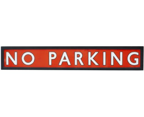 BR(NE) enamel station sign NO PARKING with black edged letters and nicely framed for display. In very good condition with a f