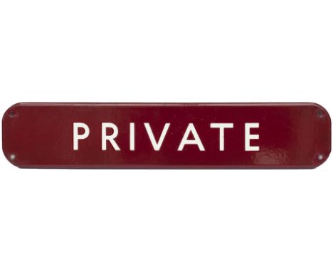 BR(M) FF enamel doorplate PRIVATE. In very good condition with minor chipping to the screw holes. Measures 18in x 3.5in.