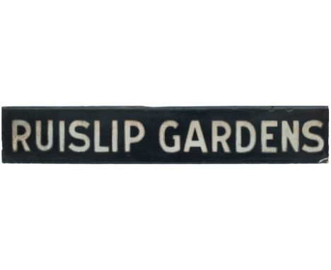 Great Western Railway enamel lamp tablet RUISLIP GARDENS from the station on the line between Paddington and High Wycombe, no