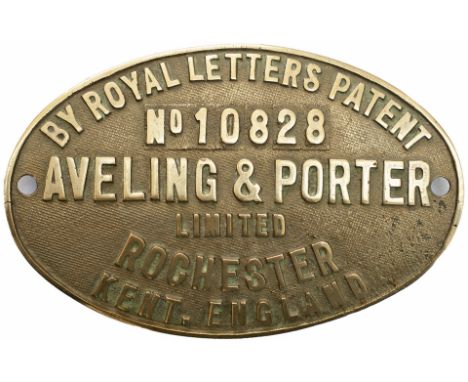 Worksplate AVELING &amp; PORTER LIMITED ROCHESTER KENT No 10828. Ex 6 tonne steam roller built in February 1924 and registere