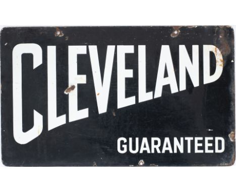 Advertising enamel motoring sign CLEVELAND GUARANTEED. Double sided, both sides in good condition with minor chipping. Measur