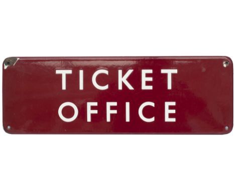 BR(M) FF enamel doorplate TICKET OFFICE. In very good condition with a couple of small chips. Measures 18in x 6in.
