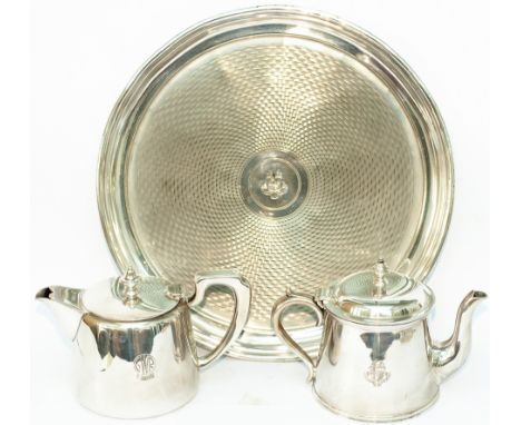 Great Western Railway Hotels silverplate teapot with the GWR roundel coat of arms base marked Elkington plate, together with 