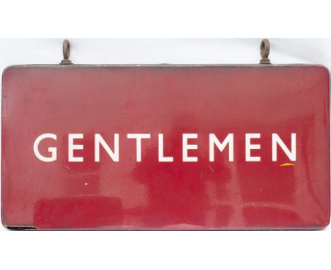 BR(M) FF enamel station sign GENTLEMEN. Double sided complete with hanging hooks, both sides in very good condition with a fe
