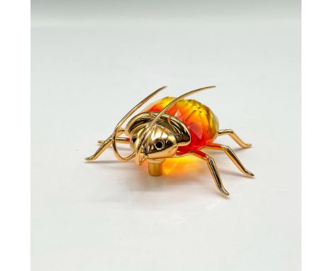Beautifully created brooch with red and yellow crystal surrounded by gold toned sterling silver head, antennae, body and legs