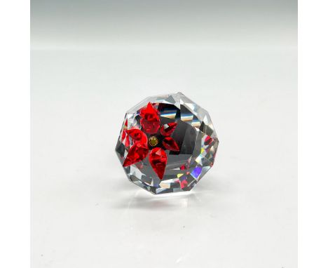 Part of the Christmas at Home collection. Clear faceted crystal with applied facetted poinsettia motif in light siam with top