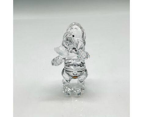 Faceted clear crystal body, unfaceted face and jet crystal eyes. Beard and whites of the eyes are in satin crystal with his b