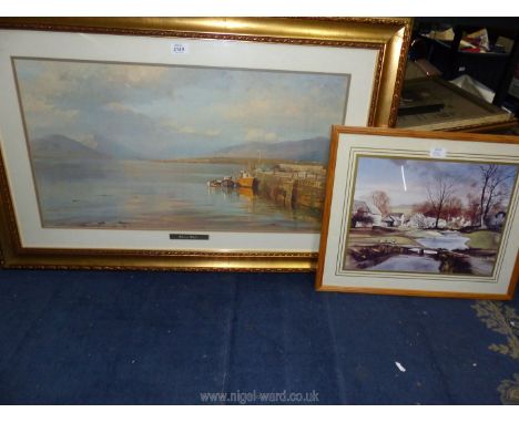 A large framed and mounted Print signed lower left Sally Gaywood entitled 'Hills of Wells', 39 1/2" x 26 1/2", along with a R