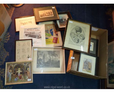 A quantity of Prints to include Brasenose College and Radcliffe Library, Westminster Abbey, a religious print, a print of the