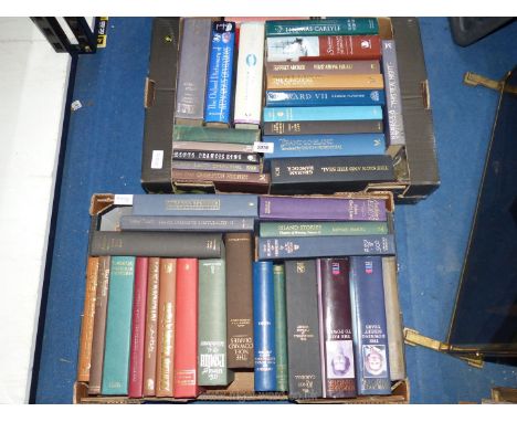 Two boxes of hardback books to include Shakleton The Polar Journeys, First Among Equals by Jeffrey Archer, The Path To Power 