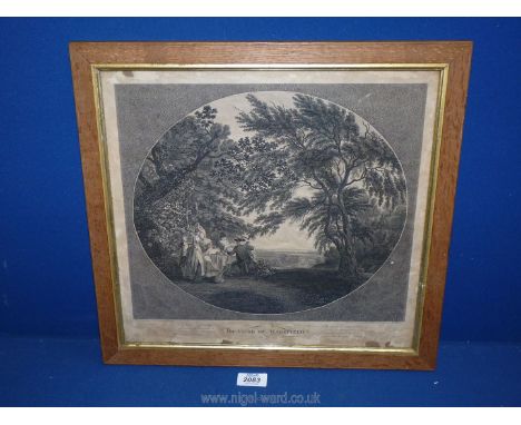 A Print entitled 'The Vicar of Wakefield', the figures being engraved by W. Woollett and the landscape by W. Ellis.