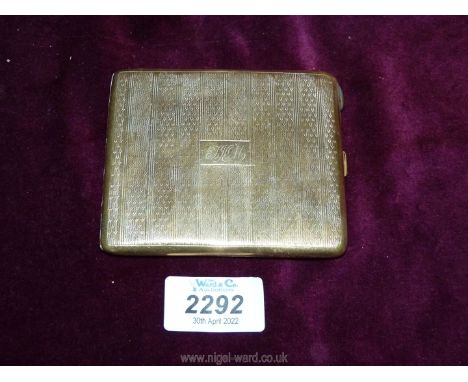 A ''Slipway'' gilt metal cigarette Case by Charles Green &amp; Co. having engine turned decoration and initials engraved to f