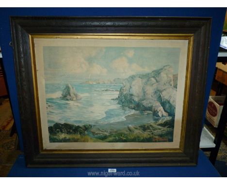 A wooden framed Print on canvas entitled 'Ebb Tide' by Bennett Bradbury, 33 1/2" x 27 1/2".
