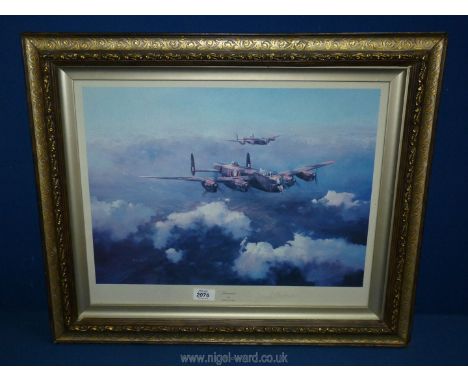 An ornately framed Robert Taylor Print of ''Lancasters'', signed by Leonard Cheshire, a highly decorated Royal Air Force pilo