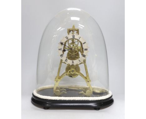 An English fusee skeleton timepiece, R. Donaldson maker on dial, 39cm high