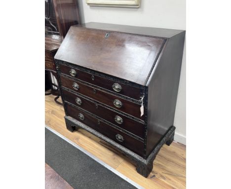 A George III Chippendale style mahogany bureau, width 99cm, depth 52cm, height 105cm