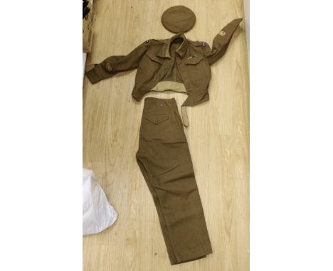 Military interest - a Royal Corps of Signals army uniform, ration kits, field service pocket book, glasses to be worn with a 