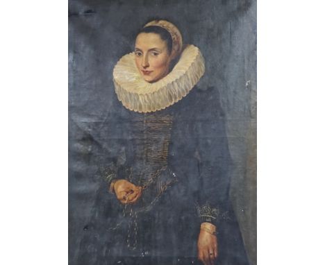 After Rubens, oil on canvas, Portrait of a lady, inscribed verso, 98 x 70cm