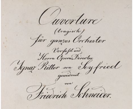 ° ° Schneider, Friedrich von - Overture (tragisch) fur ganzes Orchester - manuscript orchestral score, title and 48pp. 13 sta