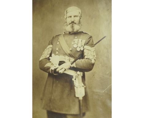 Robert Howlett (1831-1858), albumen print, Portrait of Sgt. Major Edwards of the Scottish Fusilier Guards, 22 x 16cm