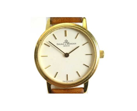 Baume &amp; Mercier: an 18ct yellow gold cased lady's wristwatch, the white baton dial fitted quartz movement, case back stam