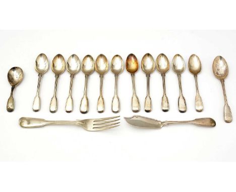 Eleven William IV/Victorian silver teaspoons, by Chawner &amp; Co (George William Adams) and others, London various dates, in