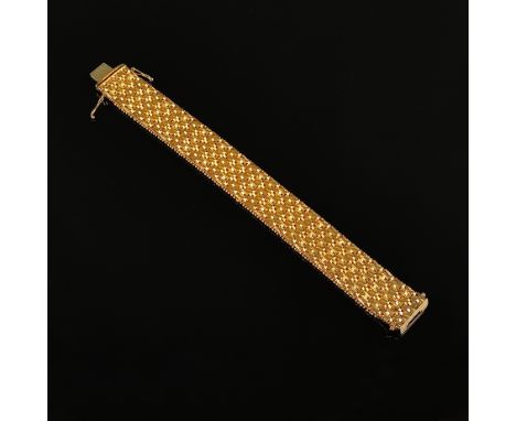 Elegantes Armband, 750/18K Gelbgold, 60,7g, flexible Gliedern, diese aufwendig gearbeitet mit Dreieckselementen, im Wechsel p