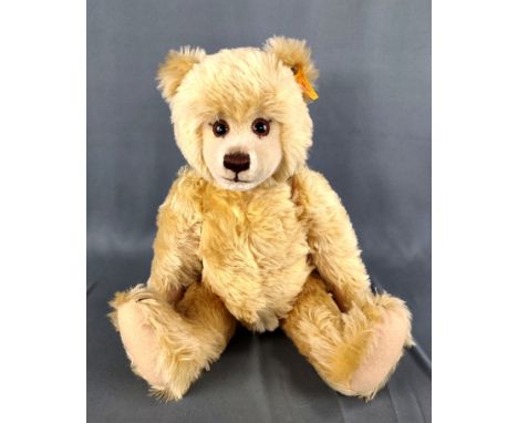 Steiff Replika Teddybär, 010408, beigefarbenes Mohair, 1991-1995, Kippstimme, Höhe 42cm
