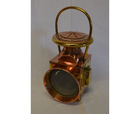 Copper & brass lamp, possibly railway