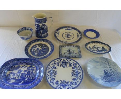 Assorted blue and white ceramics inc Delft, Wedgwood & Spode