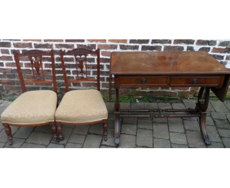 Regency style sofa table and 2 nursing chairs