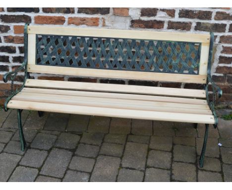 Modern wood & cast iron garden bench