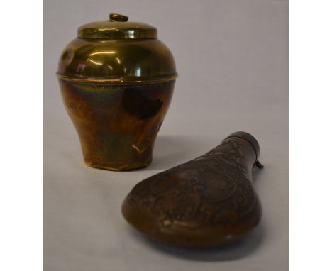 Lipton's souvenir British Empire Exhibition 1925 tea caddy & a powder flask