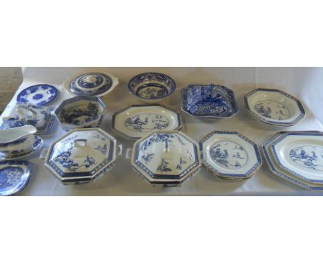 Various blue and white ceramics inc Spode