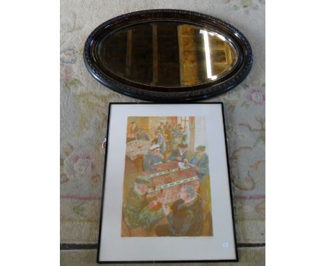 Vict oval mirror & Simon Burder limited edition print 4/14