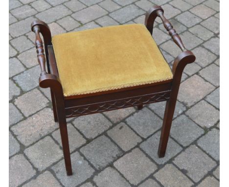 Piano stool with Chippendale style blind fretwork