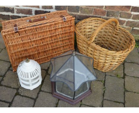 Wicker basket, picnic basket, hanging planter & indoor planter