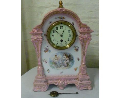 Porcelain mantle clock H 39 cm