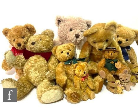 A collection of assorted teddy bears, varying ages, to include a Merrythought and a Hermann example. (12) 