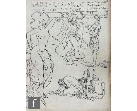 ALBERT WAINWRIGHT (1898-1943) - The Orient Notebook title page, a double sides sketch book page depicting various figurative 