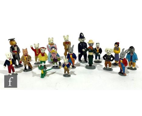 A collection of Tournament Collection cast Rupert the Bear figures, comprising&nbsp;Mr Bear, Mrs Bear, Rupert waving, Bill Ba