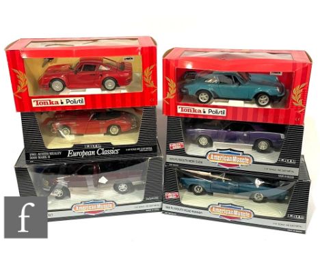 Six 1:18 scale diecast models by ERTL and Polistil, to include a 1969 Plymouth Road Runner, a Porsche 959 etc, all boxed. (6)