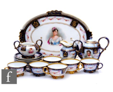 A cabaret set transfer decorated with portraits of&nbsp;Duc de Reichstadt (Napoleon II), Marie Louise (Duchess of Parma),&nbs