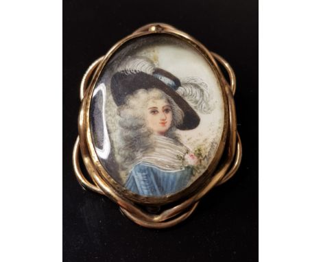 MINIATURE PORTRAIT OF A LADY PAINTED ONTO IVORY SIGNED DENNERY