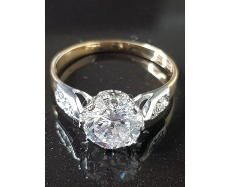 9CT GOLD AND CZ SOLITAIRE RING 2G SIZE L